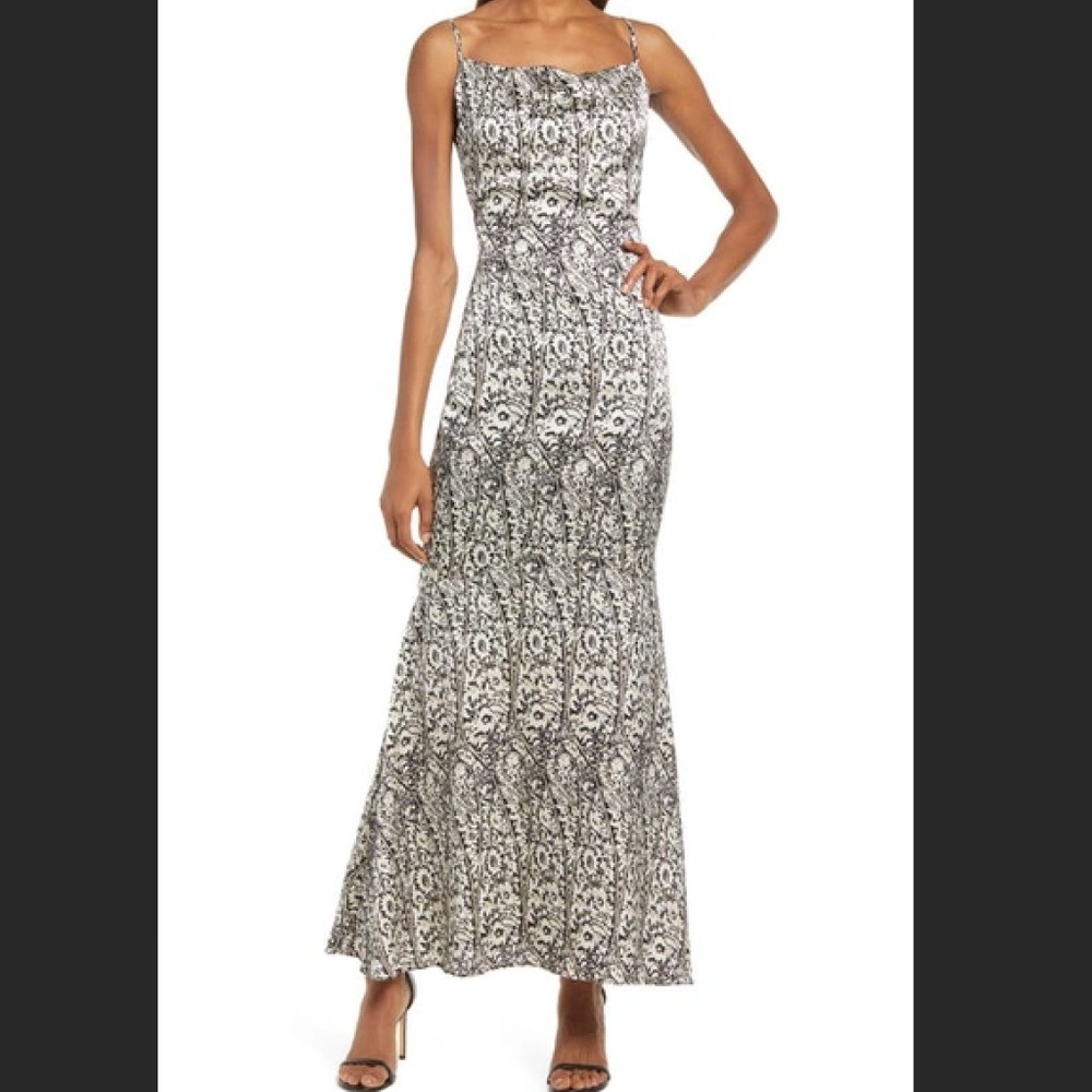Elliatt Black and White Patterned Maxi Dress